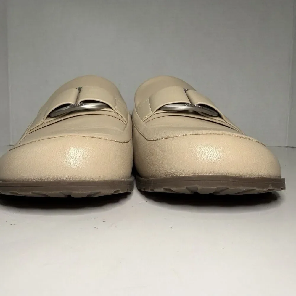 Vionic Jordan Mule Clogs Womens 8 Beige Leather Slip On Comfort Loafers EUC